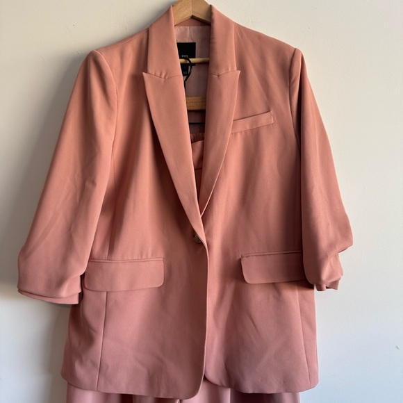 River Island ruched sleeve blazer & pants set in light pink size US 6/8 - Picture 3 of 16